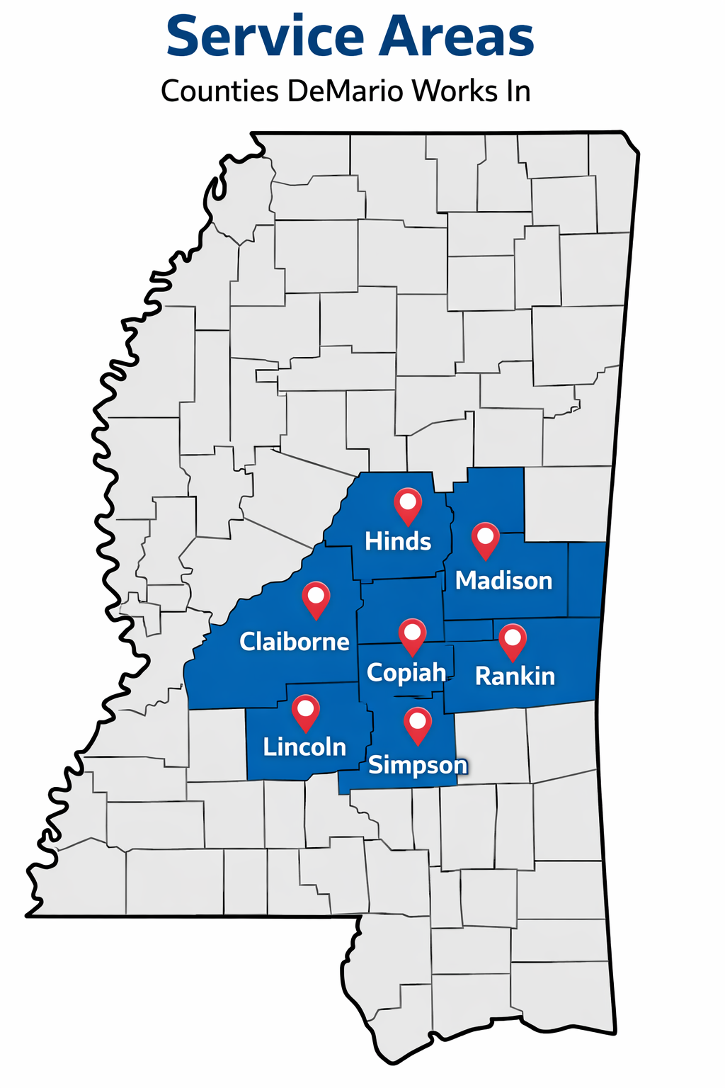 Mississippi service area map